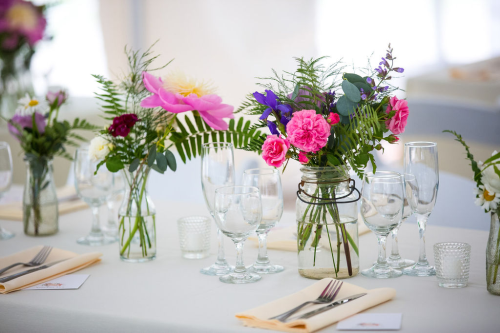 bottles of flowers