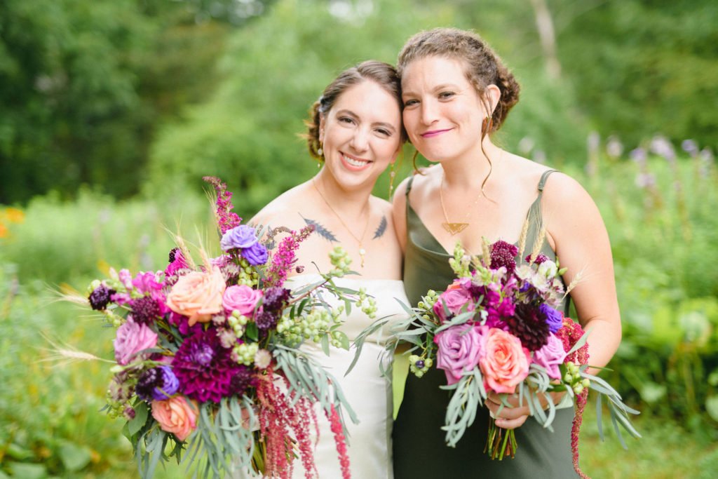 Bride and bridesmaid