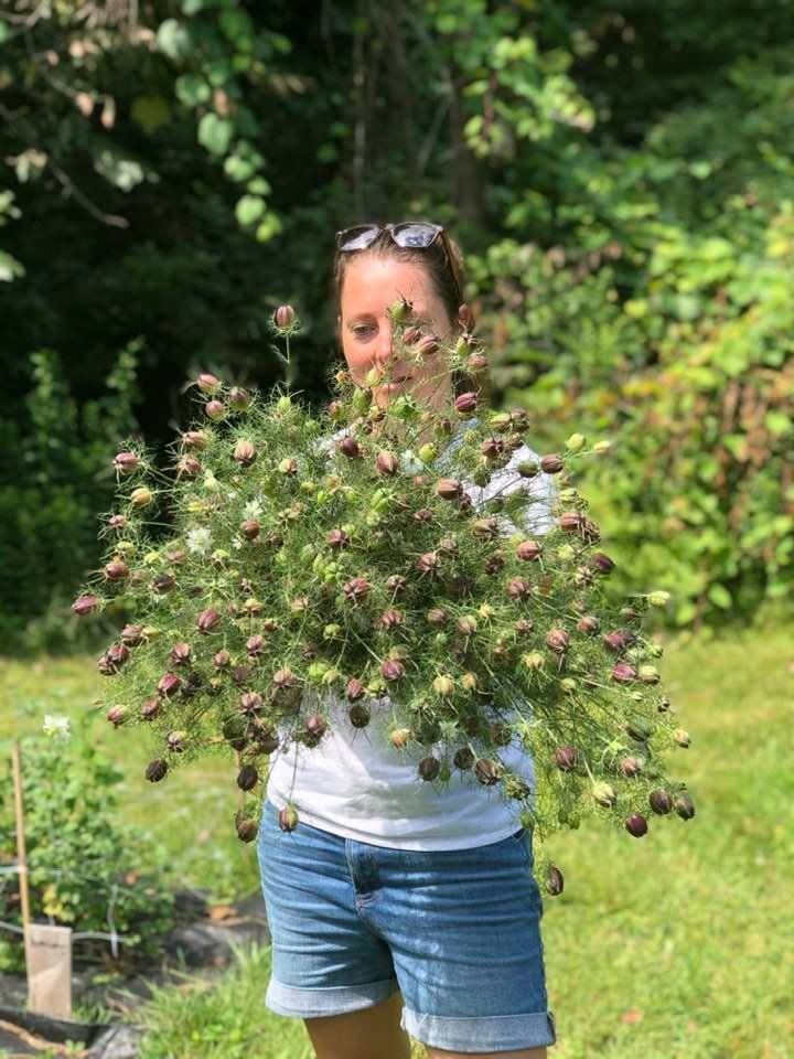 Woman holding flowers