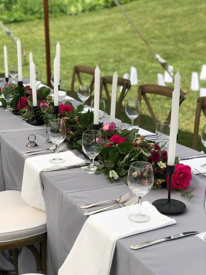 table with flowers and candles