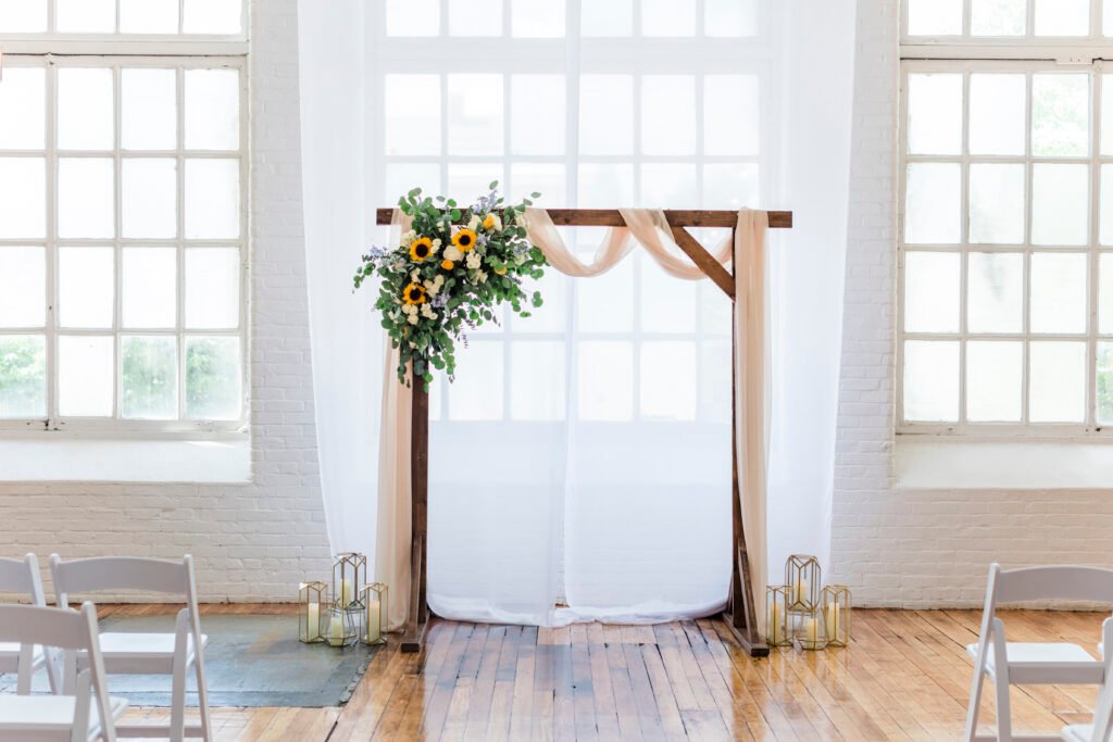 wedding arch at the Boylston Rooms, easthampton MA