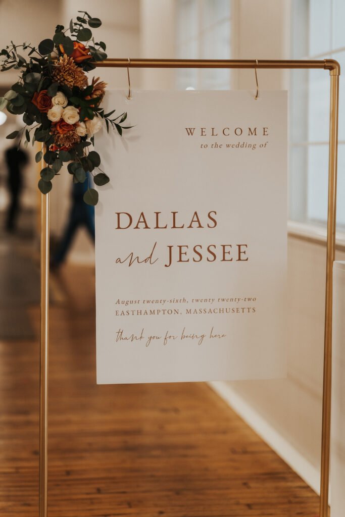 wedding welcome sign, boylston rooms easthampton ma