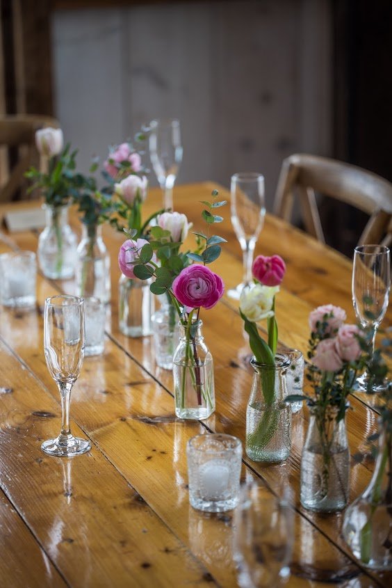 centerpieces at valley view farm wedding haydenville ma